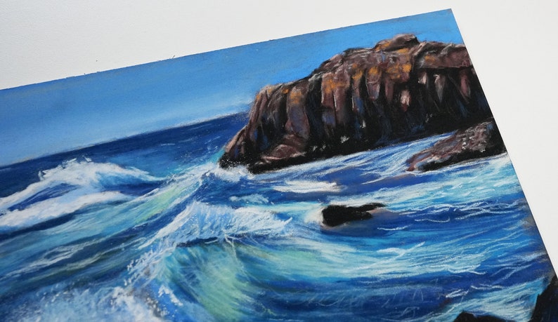 Originales Trockenpastell Raues Meer auf Teneriffa Bild 3
