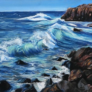 Original dry pastel Rough sea in Tenerife image 1