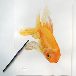 Original watercolor Goldfish image 2