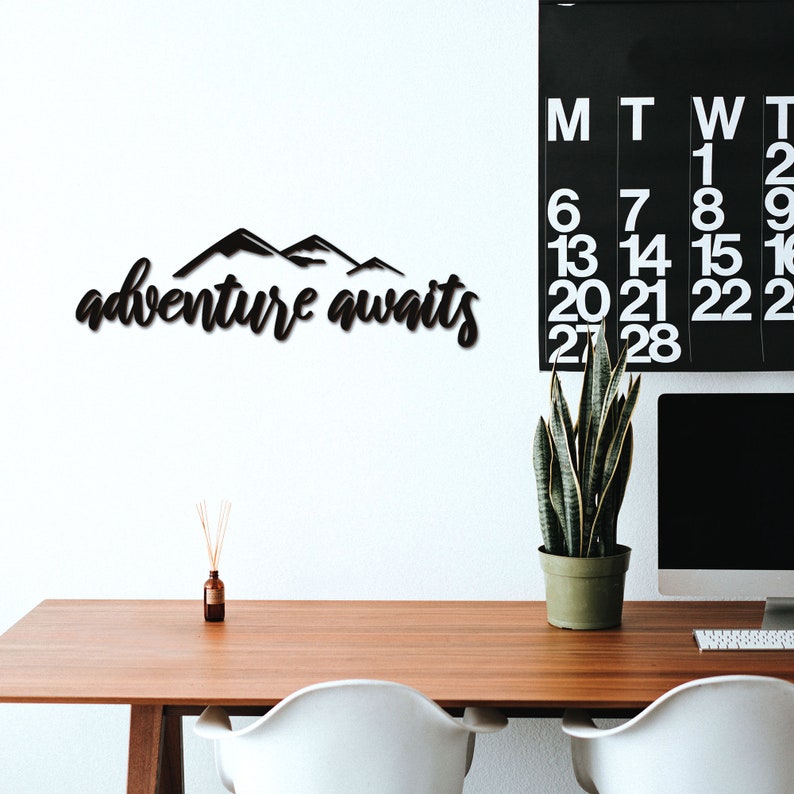 Adventure awaits sign wood adventure awaits travel decor mountain decor farmhouse sign home decor wooden sign laser cut out adventure sign