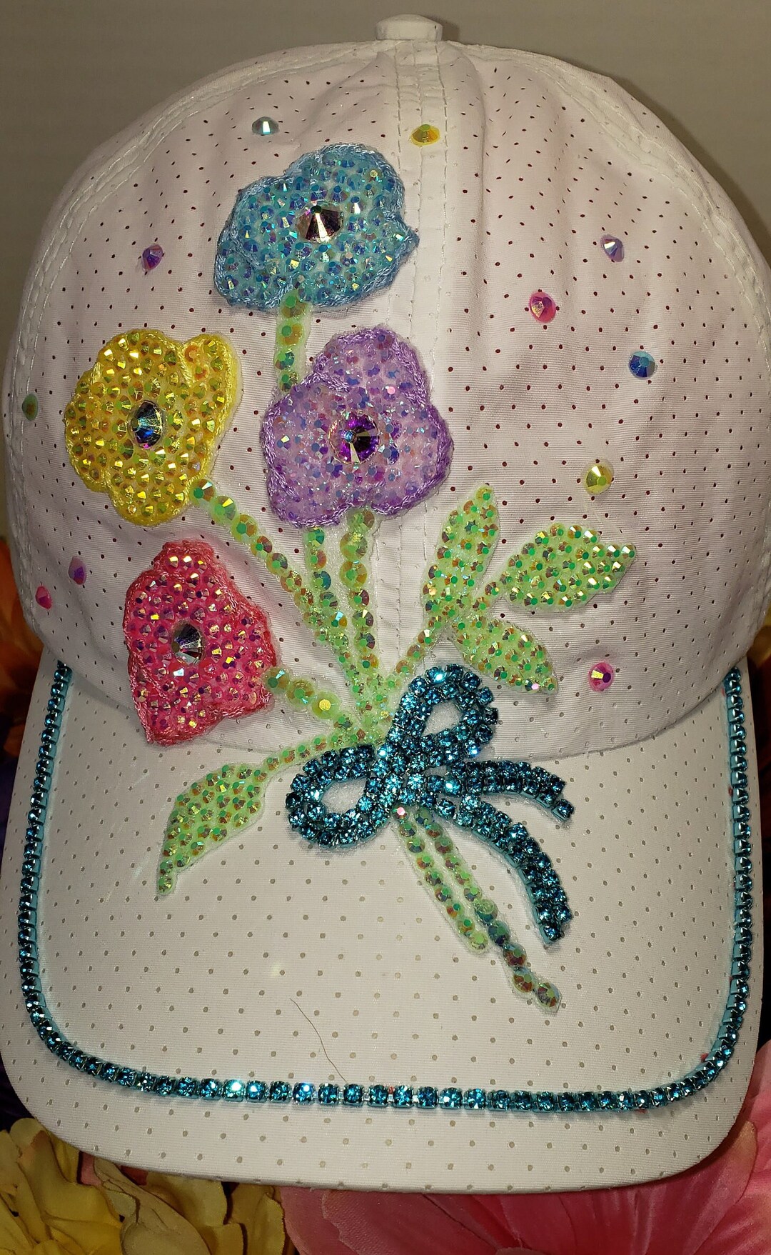 Floral Embellished White Cap White Bride, Wedding Cap Embellished With White Flowers With  main image 2