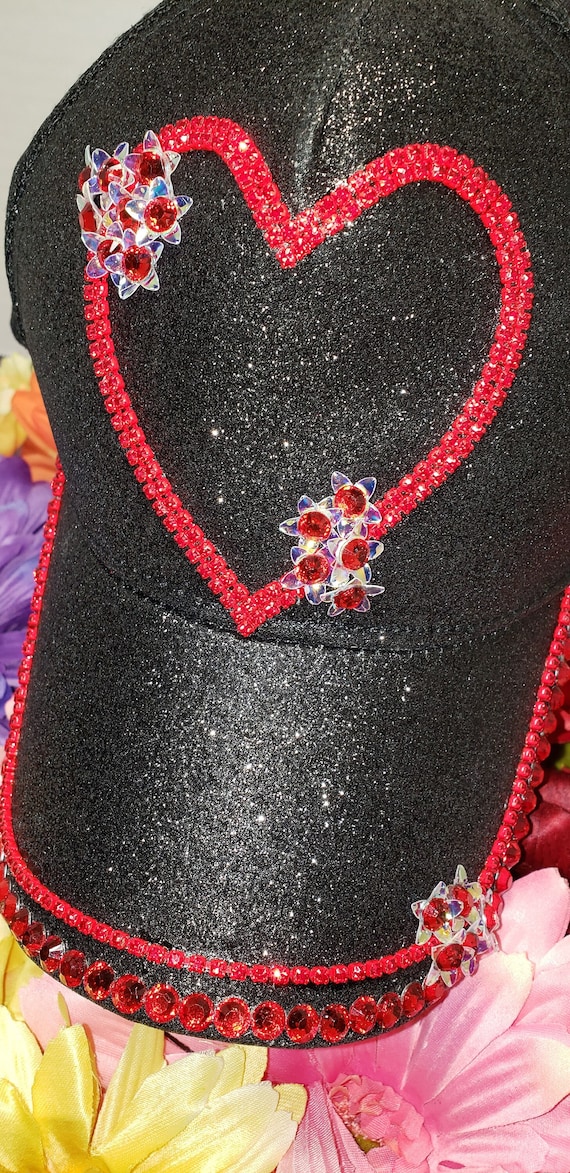 Bling Rhinestone Heart Accented Visor Hat Dior main image 4