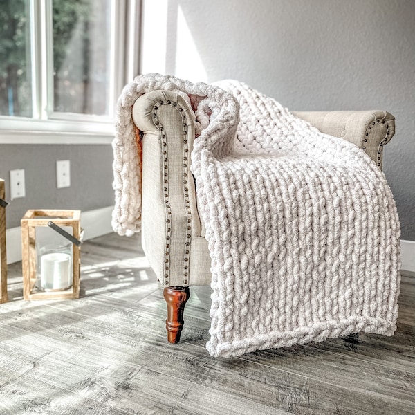 Chunky Hand Knit Blanket