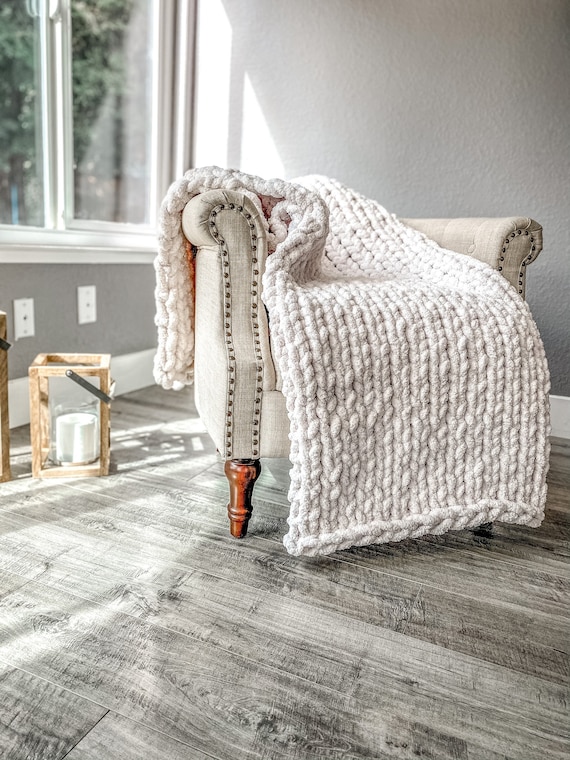 Chunky Hand Knit Blanket