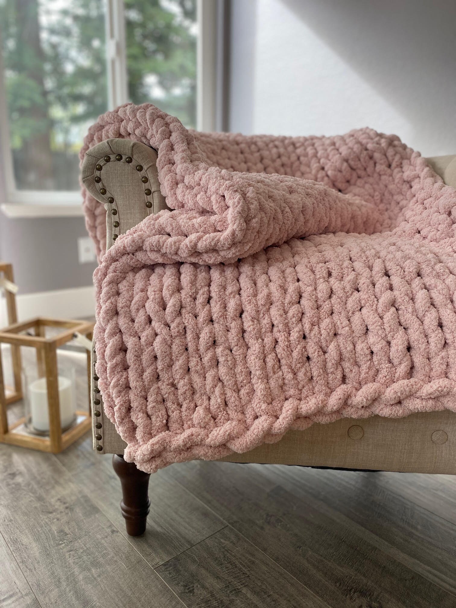Chunky Hand Knit Blanket Etsy