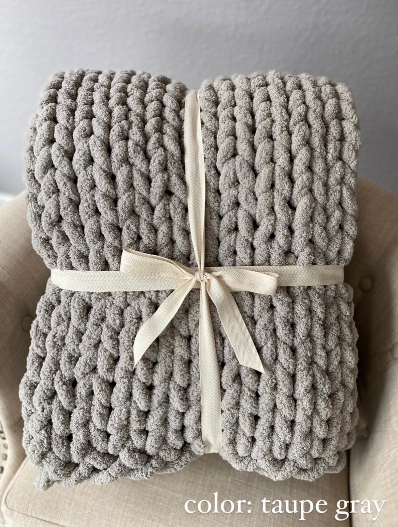 Chunky Hand Knit Blanket Etsy