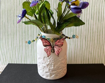 Beautiful Butterfly Pottery Vase from "My Mother's Garden" Collection