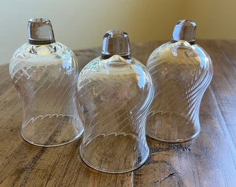 Vintage HOMCO Clear Swirl Optic Pattern Peg Votive or Mini Cloche - set of 3