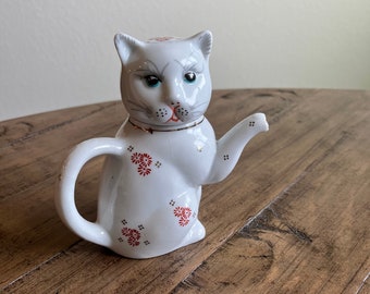 Vintage Lucky Cat Teapot/Creamer With Floral Design