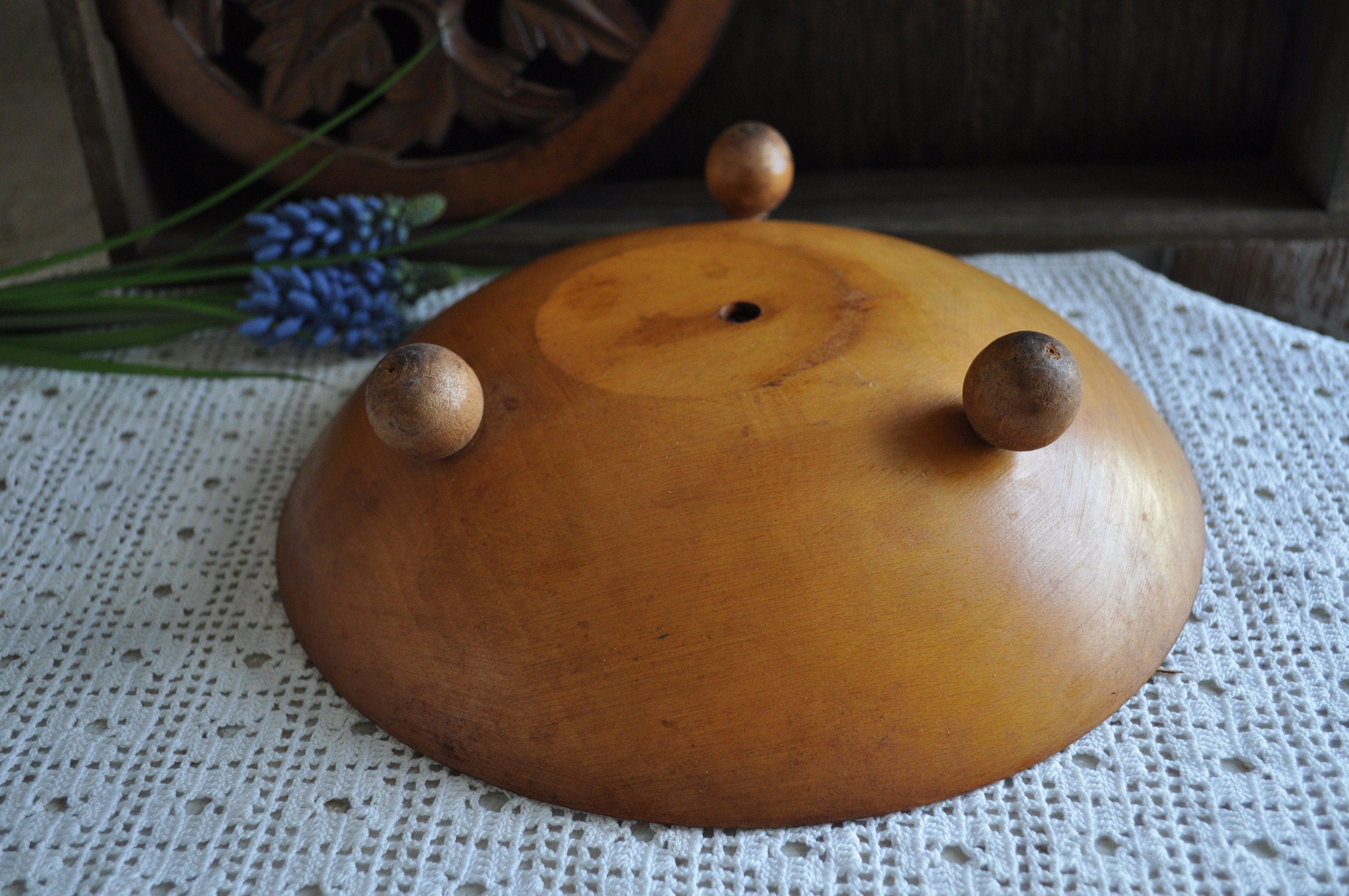 Vintage Painted Wood Nut Bowl w/Cracker Etsy