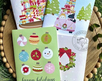 Assorted Christmas Card Set, Choose Your Own Holiday Card Set, Kawaii Holiday Cards, Customizable Holiday Cards, Pick Your Designs