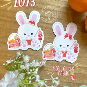 Lunar New Year 2023, Year of the Bunny/Rabbit, Vinyl Sticker, Laptop Decal, Kawaii Sticker, Lunar New Year, Cute Bunny Sticker, Die Cut