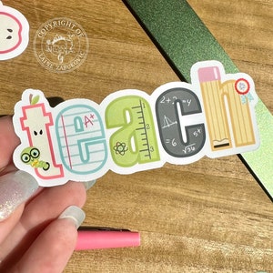 TEACH Vinyl Sticker, Laptop Decal, Custom Teacher Gift, Gifts for Teacher, Back to School Laptop Decals, Teacher Appreciation Vinyl Sticker