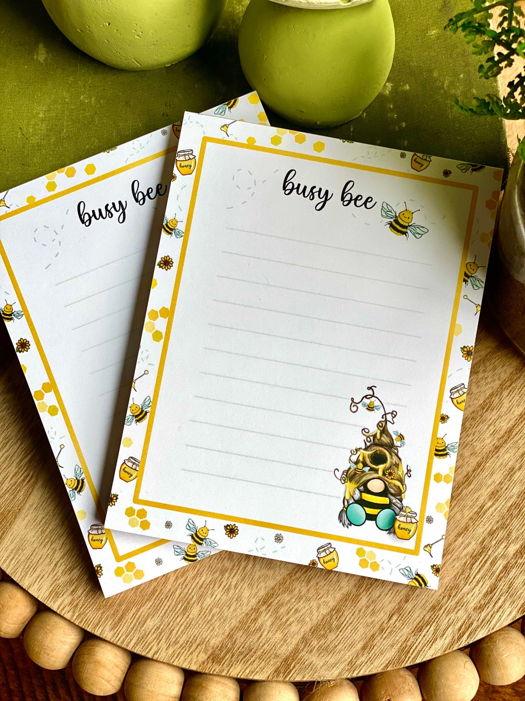 Busy Bee Notepad Bee Gnome Notepad Cute Stationery Bee - Etsy