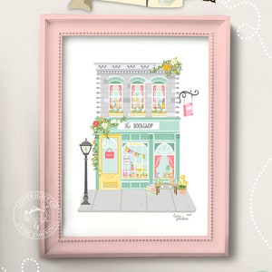 Mulberry Bookstore Art Print, Book Wall Art, Bookshop Art, Reading Nook Wall Decor, Cute Bookshop Decor, Village Bookshop, Bookish Gift Idea