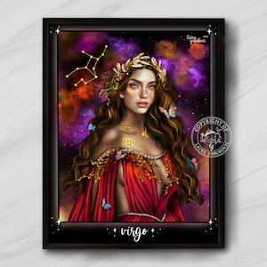 Virgo Art Print — Portrait, Zodiac Collection, Zodiac Art Print, Astrology Art Print, Virgo Art, Unframed, Gift for Friend,Zodiac Gift,Virgo
