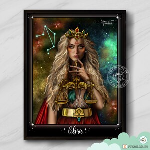 Libra Art Print — Portrait, Zodiac Collection, Zodiac Art Print, Astrology Art Print, Libra Art,Unframed, Gift for Friend,Zodiac Gift, Libra