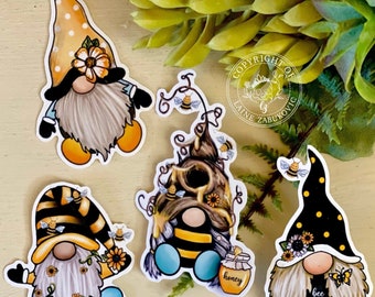 Bee Gnomes Vinyl Sticker Pack, Bee Hive Gnome Sticker, Die Cut Vinyl Sticker, Kawaii Vinyl Sticker, Gnome Stickers, Cute Laptop Decal