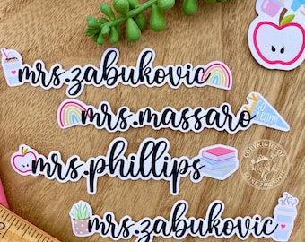 Personalized Teacher Name Sticker, Teacher Name Sticker, Laptop Decal, Custom Teacher Gift, Gifts for Teacher, Personalized Teacher Gifts