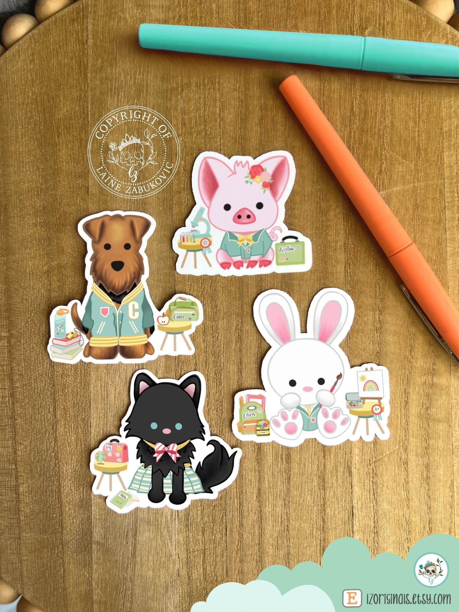 Little Critters Back to School Vinyl Sticker Pack, Back to School Stickers, Kawaii Vinyl Stickers, Cute Vinyl Stickers, Cat Vinyl Sticker
