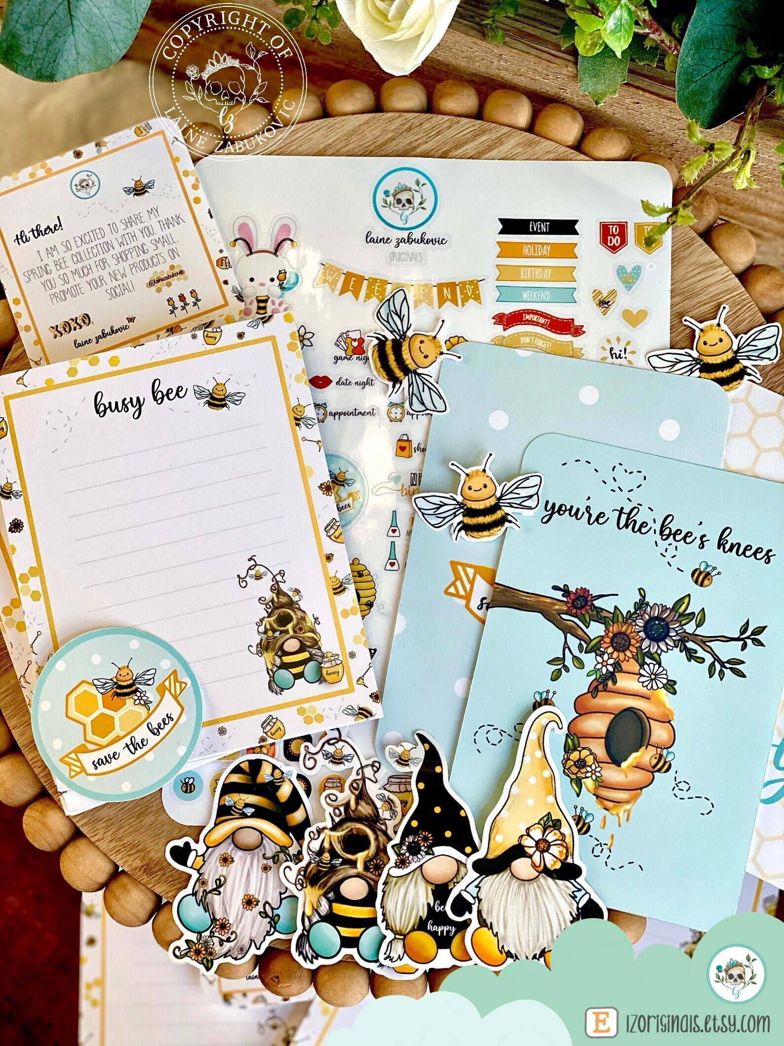 Bee Stationery Collection, Bee Planner Stickers, Vinyl Bee Sticker