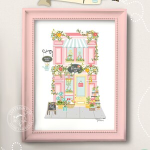 Mulberry Florist Art Print, Flower Market Art Print, Parisian Florist Print, Home Decor, Floral Art Print, Little Shops Painting, Unframed