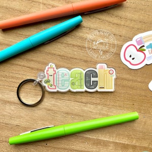 TEACH Acryl Schlüsselanhänger, Lehrer Schlüsselanhänger, Geschenke für Lehrer, Abschlussgeschenk, Lehrer Wertschätzung Geschenk, kleines Geschenk, STEM Lehrer Schlüsselanhänger