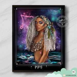 Pisces Art Print — Portrait, Zodiac Collection, Zodiac Art Print, Astrology Art, Wall Art, Unframed, Gift for Friend, Zodiac Inspired Gift