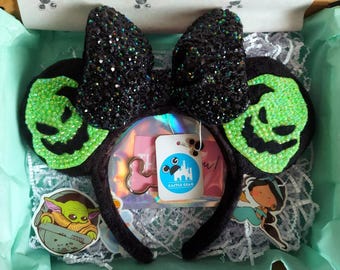 Boogie Nights ~  Halloween mouse ears, costume, green, rhinestones, spooky, Minnie ears