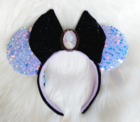Haunted Victorian Mansion Mouse Ears: Purple Sequin Velvet 