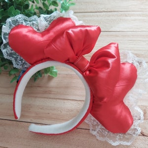 CRUSH Sweet Satin Red Mouse EARS ~ Minnie Ears ~ Coquette ~ Lace