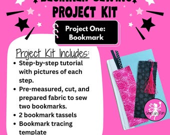 Kids Beginner Sewing Kit: Bookmark Project with step by step photo and video Tutorials