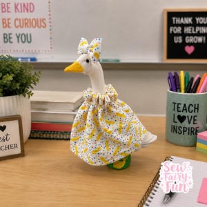 Dots and Tiny Pencils Desk Goose Dress, 7 inch desk goose outfit, School Themed Goose Dress