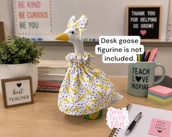 Dots and Tiny Pencils Desk Goose Dress, 7 inch desk goose outfit, School Themed Goose Dress