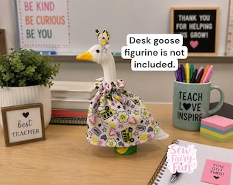 Retro School Desk Goose Dress, 7 inch desk goose outfit, Teacher Themed Goose Dress