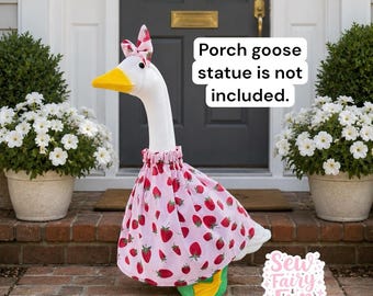 Strawberry Porch Goose Dress and Bow - Fits 23 inch Porch Goose, Porch Goose Outfit