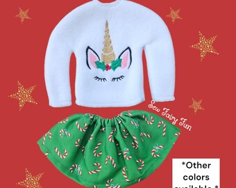 Elf Unicorn Sweater, Elf Skirt, Elf Outfit