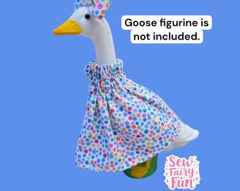 Rainbow Polkadot Desk Goose Dress, 7 Inch Desk Goose Outfit with Bow, Handmade Desk Goose Dress