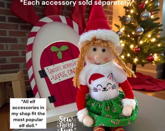 Christmas Elf Cat Sweater, Elf Cat Skirt, Christmas Kitty Elf Outfit, Elf Accessories