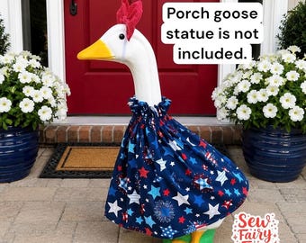 Patriotic Porch Goose Dress and Bow - Fits 23 inch Porch Goose, Porch Goose Outfit