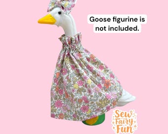 Floral with Citrus Desk Goose Dress, 7 Inch Desk Goose Outfit with Bow, Handmade with Liberty Fabric Desk Goose Dress
