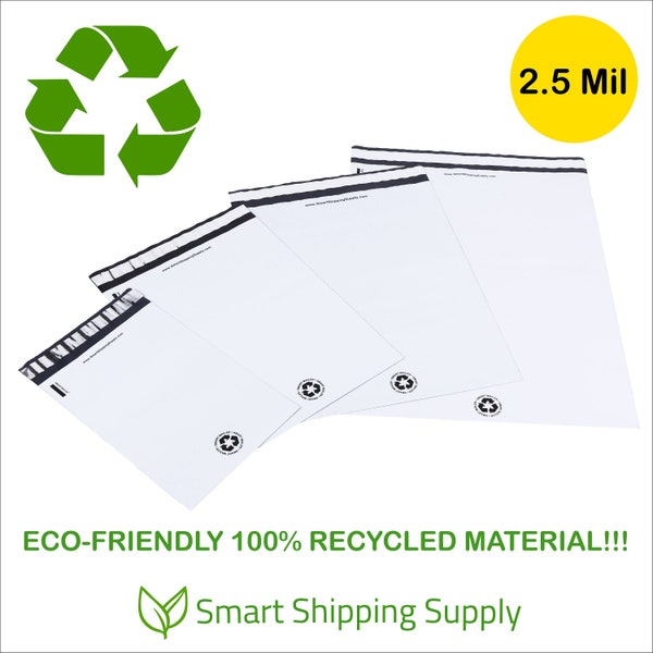 Poly Mailers - ECO-FRIENDLY Made From 100% Recycled Material Sustainable Shipping Envelope Mailing Plastic Bags SMART Mailer