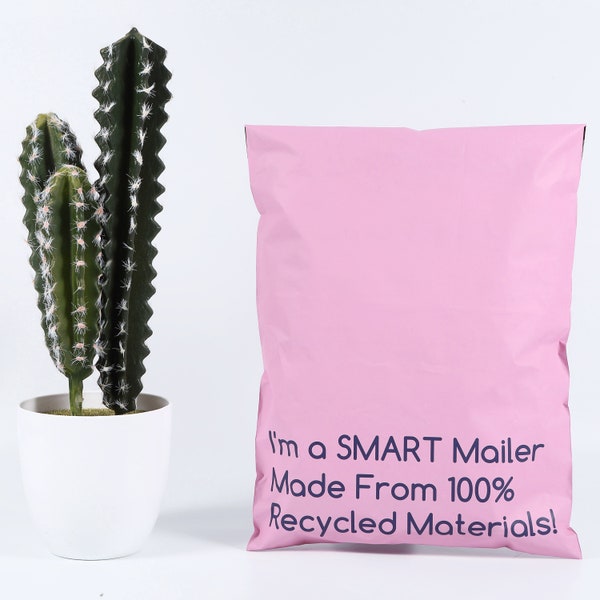 Poly Mailers - ECO FRIENDLY Shipping Envelope Bag Sustainable 100% Recycled Mint Green, Rose Pink, or Midnight Black Size: 10" x 13"