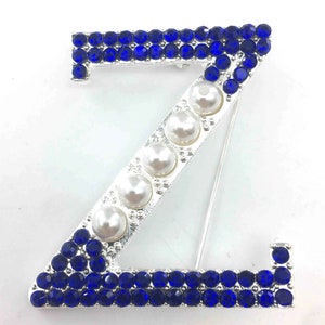 Broche Letra Z Azul com 5 Pérolas