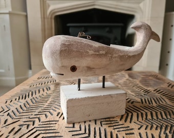 Wooden whale ornament 5th anniversary gift oak ornament