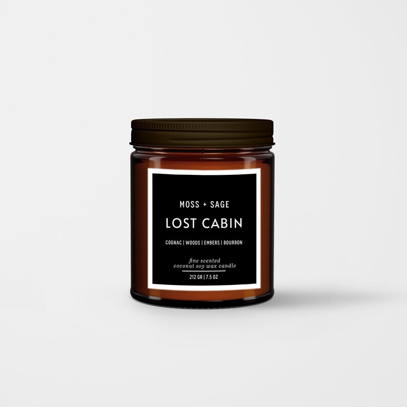 Gift Box Amber jar scented candle Moss and Sage House Warming gift BALSAM CEDAR Fir Pine Soy Candle Quiet Forest Home Decor