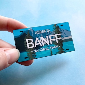 Adesivo para placa de Banff | Adesivo de vinil brilhante recortado para laptop e notebook do Parque Nacional Canadense – Lembrança de viagem de Alberta