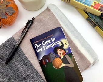 LIMITED EDITION Halloween Girl Detective Notebook | Small Lined Journal – “The Clue in the Pumpkin” Illustration