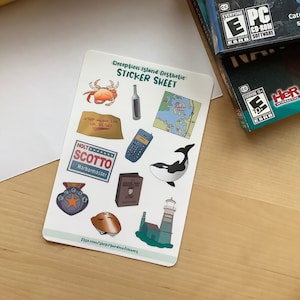 Mystery Solving Girl Detective Deception Island geïnspireerd stickervel voor notebooks, laptop | 11 glanzende stickers
