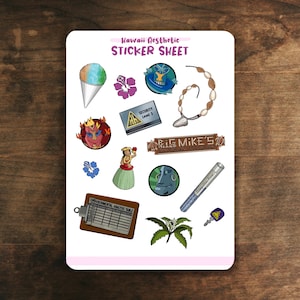 Mystery Solving Girl Detective Hawaiian Aesthetic Inspired Sticker Sheet for Notebooks, Laptop | 14 Glossy Stickers